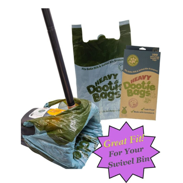 HEAVY Dootie Bags™, VERY LARGE E-Z Tie Handle Poop Bags Made with Corn ...